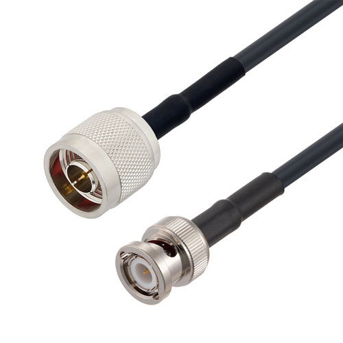 Low Loss N Male to BNC Male Cable LMR-195-UF Coax in 60 Inch Fairview Microwave FMCA3221-60