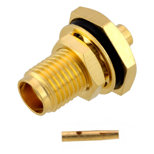 SMA Female (Jack) Bulkhead Connector for RG405, RG405 Tinned, .086 SR Cable, Solder Fairview Microwave FMCN1156