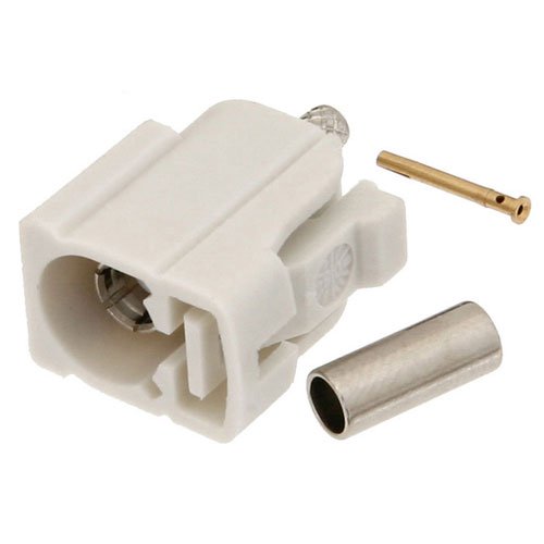 FAKRA Jack (Female) Connector for RG174, RG316, RG188, .100 inch, FM-B100, FM-C100, LMR-100, Crimp/Solder, White Color Fairview Microwave FMCN1346B