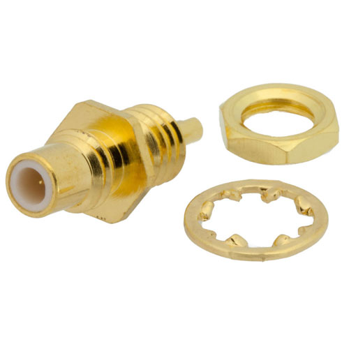 SMC Jack (Female) Bulkhead Connector Solder Cup Terminal, .177 inch D Hole Front Mount, Solder Fairview Microwave FMCN1551