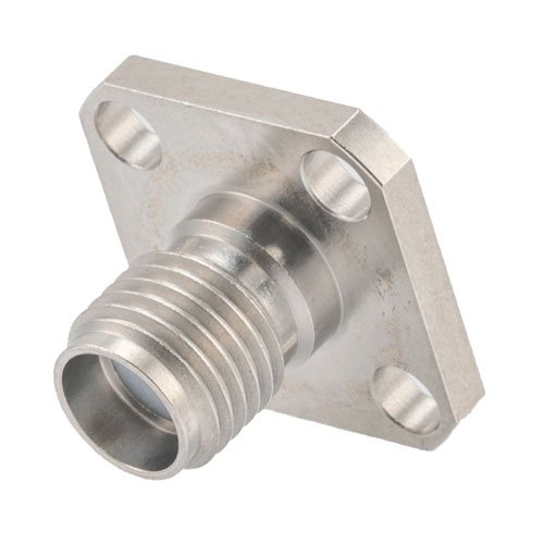 SMA Female (Jack) Connector Field Replaceable 4 Hole Flange (Panel Mount) 0.009 inch Pin, .340 inch Hole Spacing with Metal Contact Ring Fairview Microwave FMCN1616