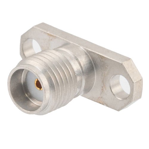 SMA Female (Jack) Connector Field Replaceable 2 Hole Flange (Panel Mount) 0.015 inch Pin, .481 inch Hole Spacing with Metal Contact Ring Fairview Microwave FMCN1636