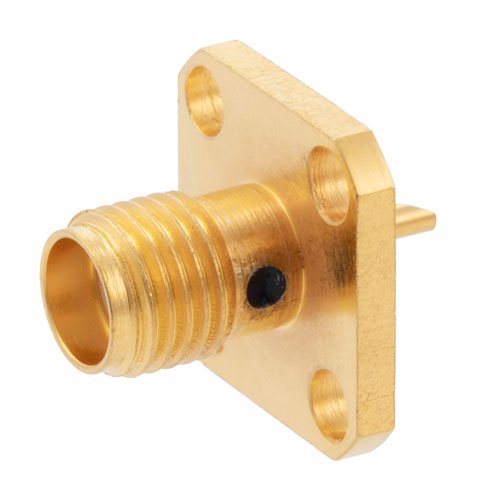 SMA Female (Jack) Connector Solder Cup Terminal 4 Hole Flange (Panel Mount), .340 inch Hole Spacing, Solder Fairview Microwave FMCN1685