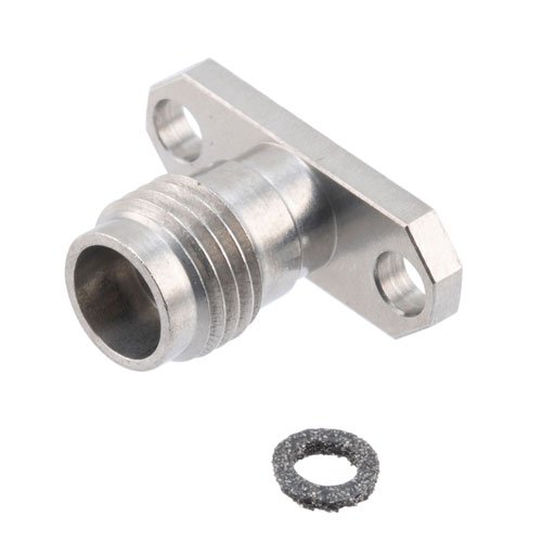 2.4mm Female Connector Field Replaceable Attachment 2 Hole Flange with EMI gasket, accepts 0.3mm (.012inch) pin Fairview Microwave FMCN1802