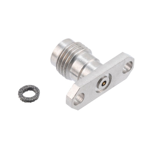 2.4mm Female Connector Field Replaceable Attachment 2 Hole Flange with EMI gasket, accepts 0.3mm (.012inch) pin Fairview Microwave FMCN1802