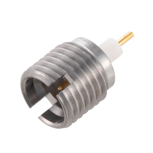 SMP Male Limited Detent Connector Pin Terminal Solder Attachment Thread-In .080 inch Extended Dielectric and .070 inch Pin Length Fairview Microwave FMCN4398