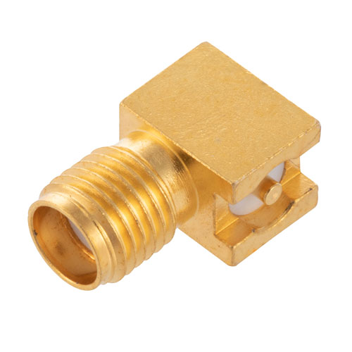 RF PCB Connector, SMA Female Right Angle Connector Solder Attachment Surface Mount PCB Fairview Microwave FMCN44282