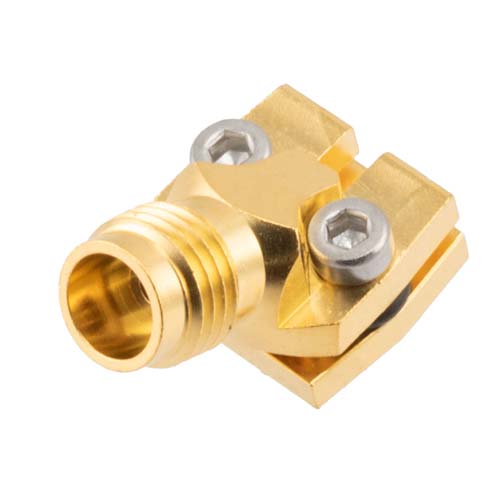 1.85mm Female (Jack) Connector 30 Degree Angle Solderless PCB Mount 2 Hole Flange 70GHz VSWR1.5 Fairview Microwave FMCN45946