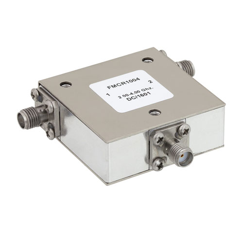 High Power Circulator SMA Female with 20 dB Isolation from 2 GHz to 4 GHz Rated to 100 Watts Fairview Microwave FMCR1004