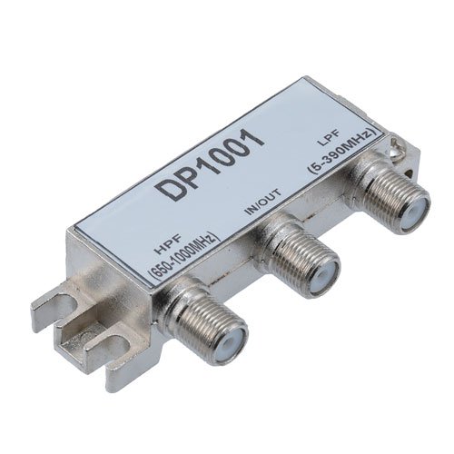 75 Ohm Diplexer, 5 to 390 MHz Low Pass, 650 to 1,000 MHz High Pass Type F Female Fairview Microwave FMDP1001