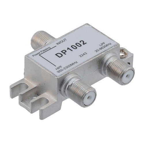 75 Ohm Diplexer, 20 to 862 MHz Low Pass, 950 to 2300 MHz High Pass, Type F Female Fairview Microwave FMDP1002