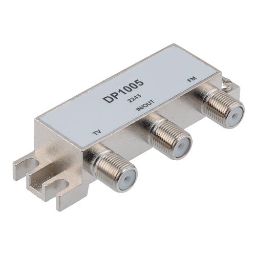 75 Ohm Diplexer, 5 to 68 MHz  and 125 to 1000 MHz TV Band, 87 to 108 MHz FM Band, Type F Female Fairview Microwave FMDP1005