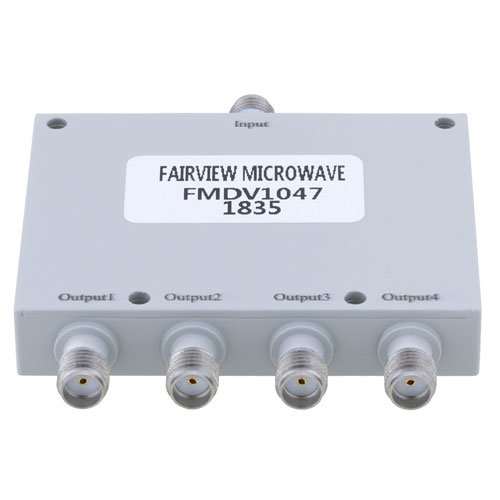 4 Way Power Divider SMA Interface from 4 GHz to 8 GHz Rated at 30 Watts Fairview Microwave FMDV1047