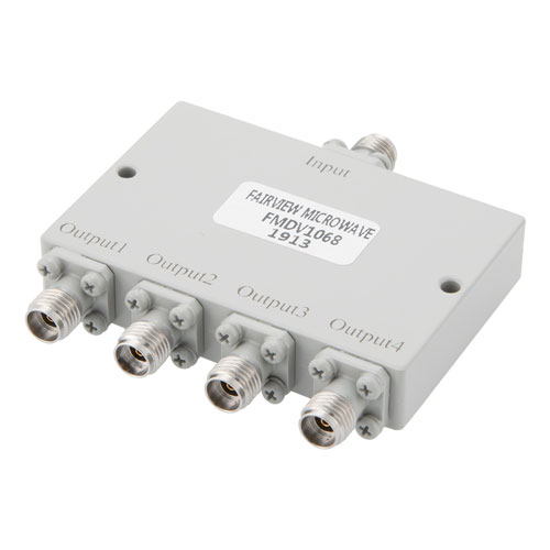 4 Way Power Divider 2.92mm Interface from 6 GHz to 40 GHz Rated at 20 Watts Fairview Microwave FMDV1068