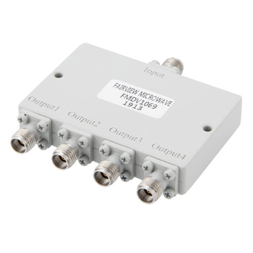 4 Way Power Divider 2.92mm Interface from 18 GHz to 40 GHz Rated at 20 Watts Fairview Microwave FMDV1069