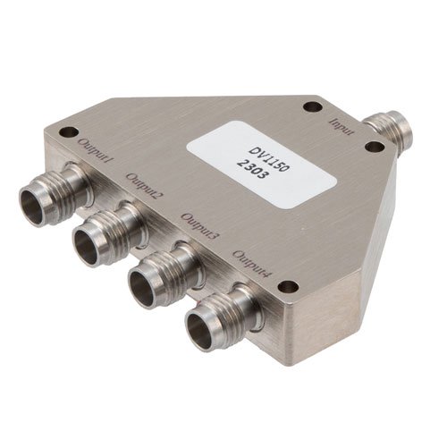 4 Way Power Divider 2.4mm Connectors to 50 GHz Rated at 1 Watt Fairview Microwave FMDV1150