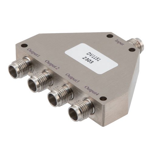 4 Way Power Divider 1.85mm Connectors to 70 GHz Rated at 1 Watt Fairview Microwave FMDV1151