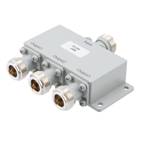 3 way Power Divider N Connectors from 1 MHz to 500 MHz Rated at 10 Watts Fairview Microwave FMDV1206