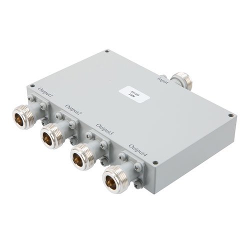 4 way Power Divider N Connectors from 300 MHz to 500 MHz Rated at 50 Watts Fairview Microwave FMDV1209