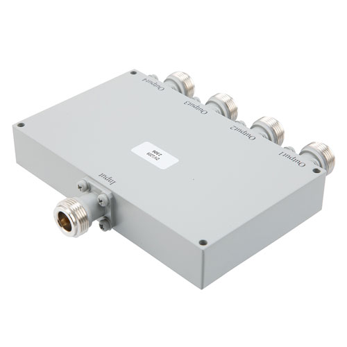 4 way Power Divider N Connectors from 300 MHz to 500 MHz Rated at 50 Watts Fairview Microwave FMDV1209