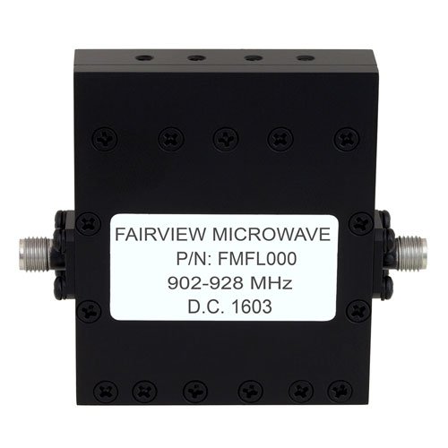 Bandpass Cavity Filter Operating From 902 MHz to 928 MHz With SMA Female Connectors Fairview Microwave FMFL000