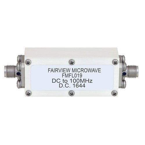 Lowpass Filter Operating From DC to 100 MHz With SMA Female Connectors Fairview Microwave FMFL019