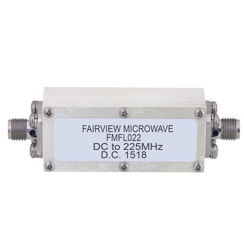 Lowpass Filter Operating From DC to 225 MHz With SMA Female Connectors Fairview Microwave FMFL022