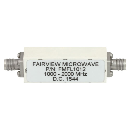 Bandpass Cavity Filter Operating From 1 GHz to 2 GHz With SMA Female Connectors Fairview Microwave FMFL1012