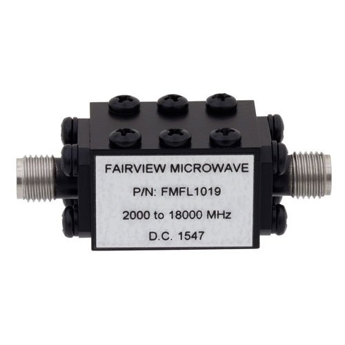 Highpass Cavity Filter With SMA Female Connectors From 2 GHz to 18 GHz With a 16 GHz Passband Fairview Microwave FMFL1019