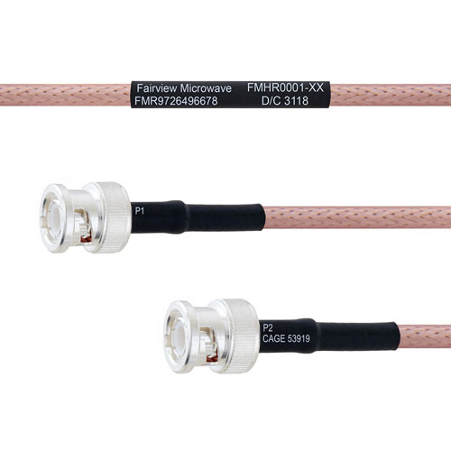 BNC Male to BNC Male MIL-DTL-17 Cable M17/60-RG142 Coax in 12 Inch Fairview Microwave FMHR0001-12