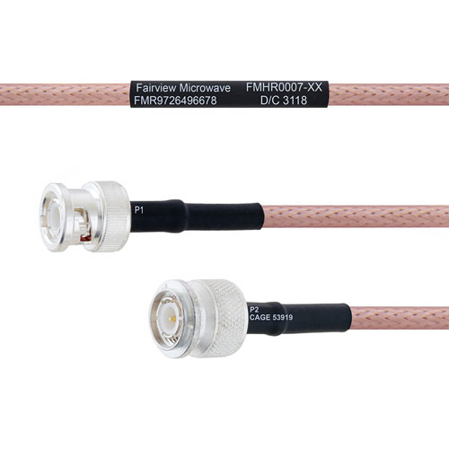 BNC Male to TNC Male MIL-DTL-17 Cable M17/60-RG142 Coax Fairview Microwave FMHR0007