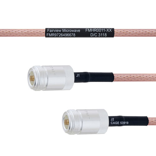 N Female to N Female MIL-DTL-17 Cable M17/60-RG142 Coax in 100 cm Fairview Microwave FMHR0011-100CM