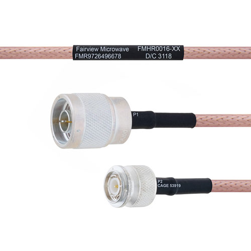 N Male to TNC Male MIL-DTL-17 Cable M17/60-RG142 Coax Fairview Microwave FMHR0016