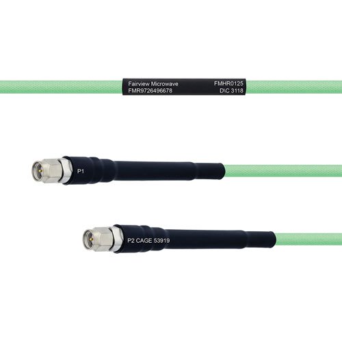 Temperature Conditioned Low Loss SMA Male to SMA Male Cable LL142 Coax in 18 Inch Fairview Microwave FMHR0125-18