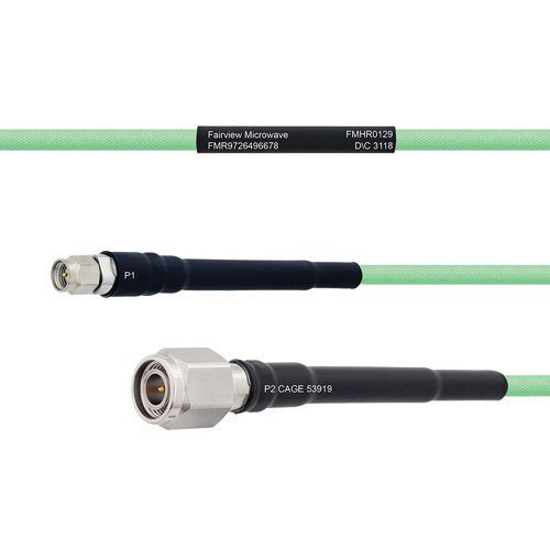 Temperature Conditioned Low Loss SMA Male to TNC Male Cable LL142 Coax in 18 Inch Fairview Microwave FMHR0129-18