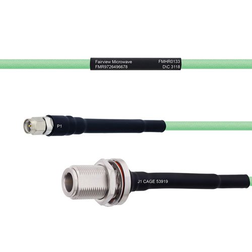 Temperature Conditioned Low Loss SMA Male to N Female Bulkhead Cable LL142 Coax Fairview Microwave FMHR0133