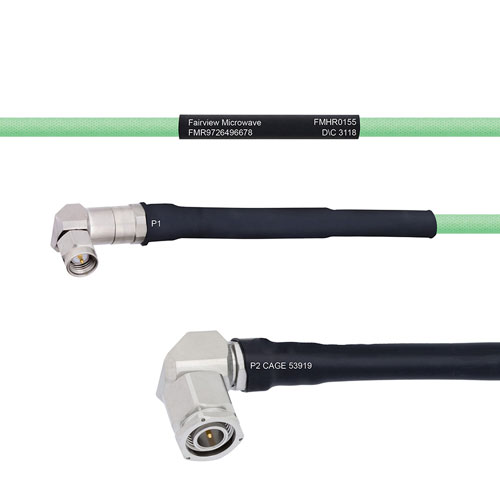 Temperature Conditioned Low Loss RA SMA Male to RA TNC Male Cable LL142 Coax in 100 cm Fairview Microwave FMHR0155-100CM