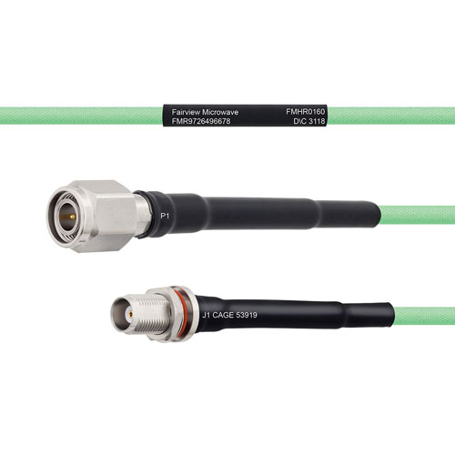 Temperature Conditioned Low Loss TNC Male to TNC Female Bulkhead Cable LL142 Coax in 12 Inch Fairview Microwave FMHR0160-12