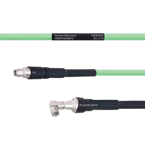 Temperature Conditioned Low Loss SMA Male to RA SMA Male Cable LL335i Coax in 100 cm Fairview Microwave FMHR0226-100CM