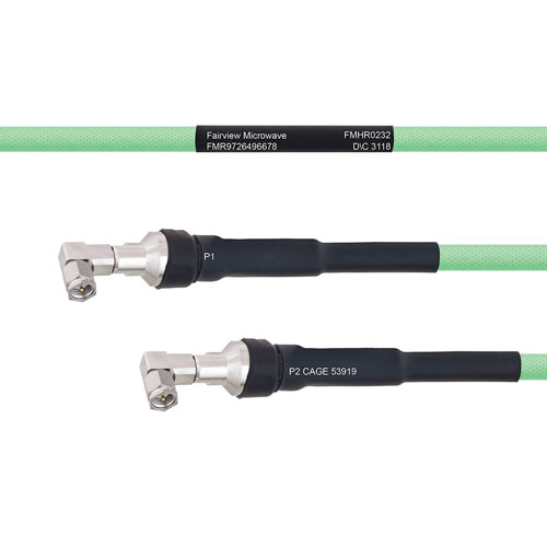 Temperature Conditioned Low Loss RA SMA Male to RA SMA Male Cable LL335i Coax in 300 cm Fairview Microwave FMHR0232-300CM