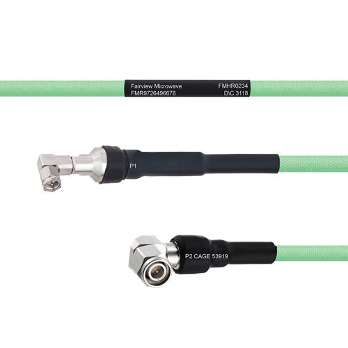 Temperature Conditioned Low Loss RA SMA Male to RA TNC Male Cable LL335i Coax in 12 Inch Fairview Microwave FMHR0234-12