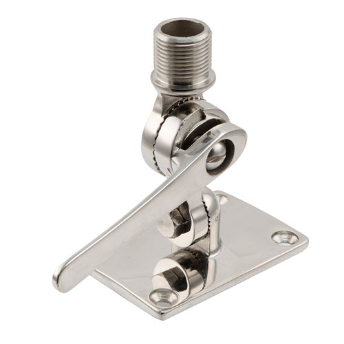 Dual Swivel Rachet Style Marine Antenna Mount, Anti Corrosion Stainless Steel, 1"-14 Male Threads Fairview Microwave FMMARRM02