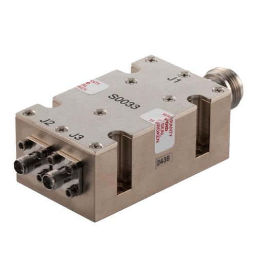 2 Way Broadband Combiner SMA Female Input and N-Type Female Output from 2 GHz to 8 GHz rated 150 Watts Fairview Microwave FMS0033