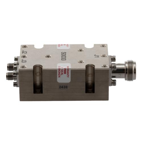 2 Way Broadband Combiner SMA Female Input and N-Type Female Output from 2 GHz to 8 GHz rated 150 Watts Fairview Microwave FMS0033