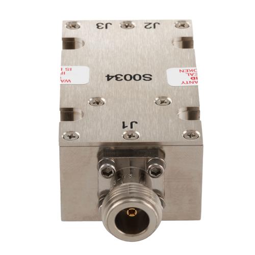 2 Way Broadband Combiner SMA Female Input and N-Type Female Output from 2 GHz to 8 GHz rated 250 Watts Fairview Microwave FMS0034