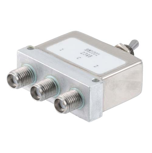 Manual SPDT Toggle Switch from DC to 18 GHz, SMA Female, and Rated to 40 Watts Fairview Microwave FMSM1001