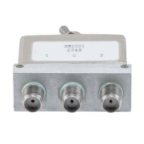 Manual SPDT Toggle Switch from DC to 18 GHz, SMA Female, and Rated to 40 Watts Fairview Microwave FMSM1001