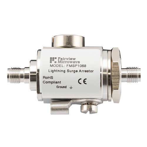 SMA F/F In/Out Bulkhead Coaxial RF Surge Protector, DC - 5.8GHz, 60 V Max., 10kA, Gas Discharge Tube Fairview Microwave FMSP1068