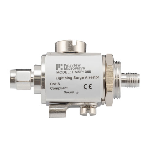 Reverse Polarity SMA F/M In/Out Bulkhead Coaxial RF Surge Protector, DC - 5.8GHz, 60 V Max., 10kA, Gas Discharge Tube Fairview Microwave FMSP1069