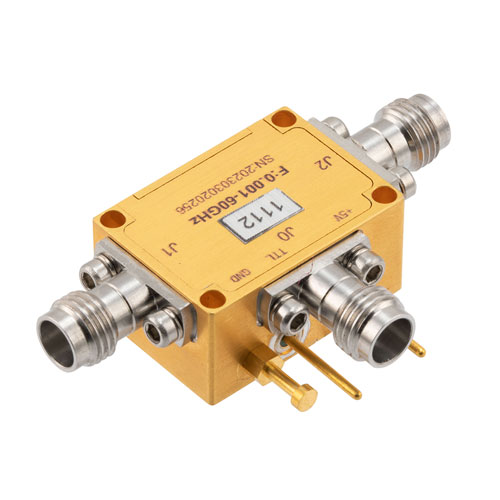 Reflective SPDT Ultra-Wideband PIN Diode Switch Operating 1 MHz to 60 GHz, Up to 15 dBm, 400 nsec and 1.85mm Fairview Microwave FMSW1112